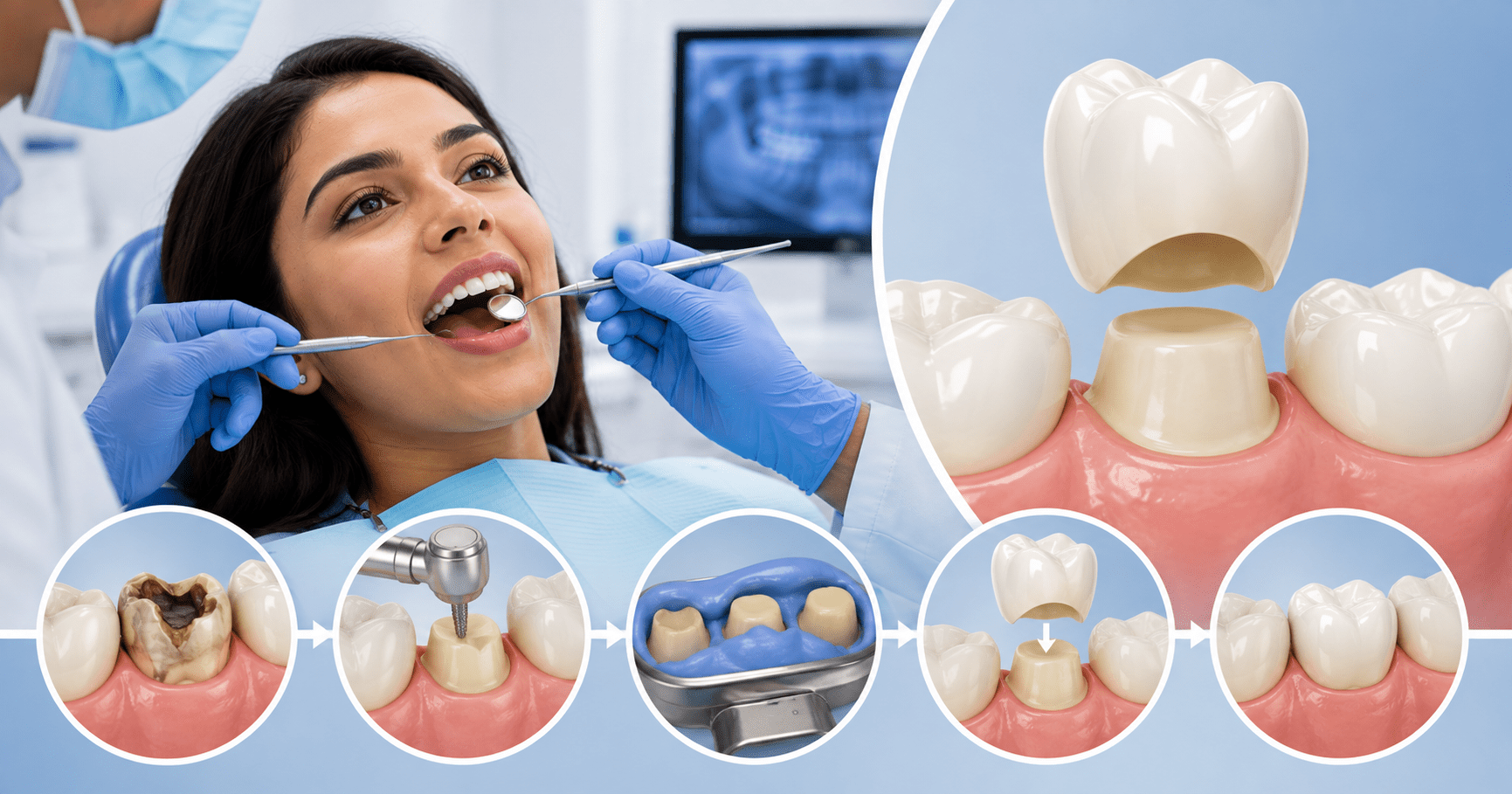 What happens during a dental crown procedure